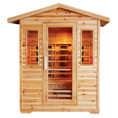 Sunray Sauna "Cayenne" 4-Person Outdoor Infrared Sauna with Shingled Roof