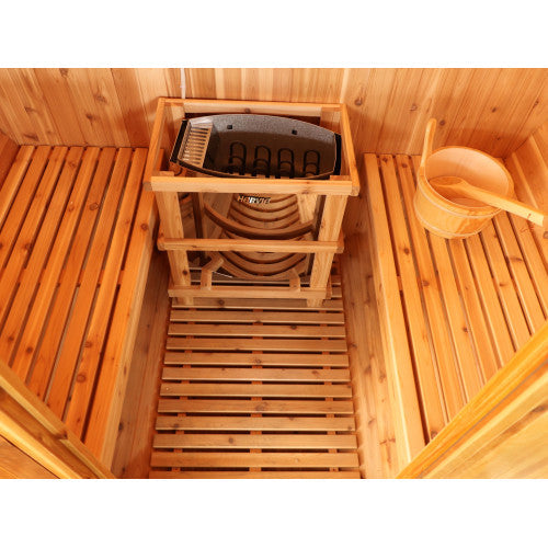 Sunray Sauna "Aurora" 2-4 Person Indoor / Outdoor Traditional Barrel Sauna with Heater