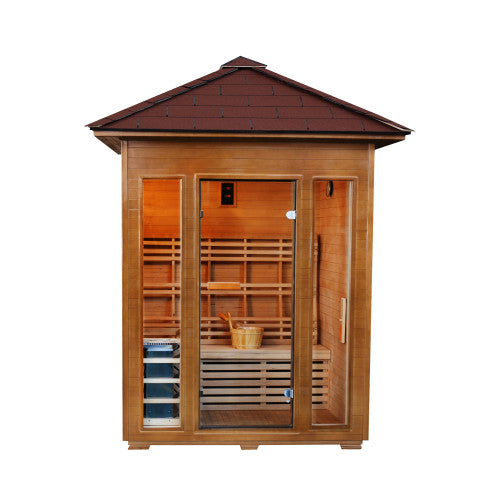 Sunray Sauna "Waverly" 3-Person Outdoor Traditional Sauna with Windows