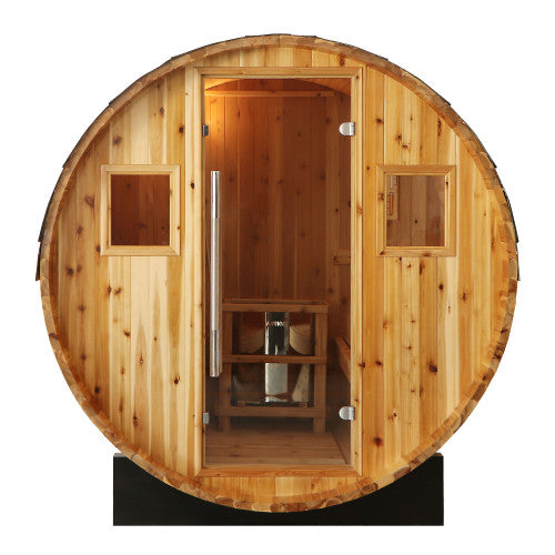 Sunray Sauna "Aurora" 2-4 Person Indoor / Outdoor Traditional Barrel Sauna with Heater