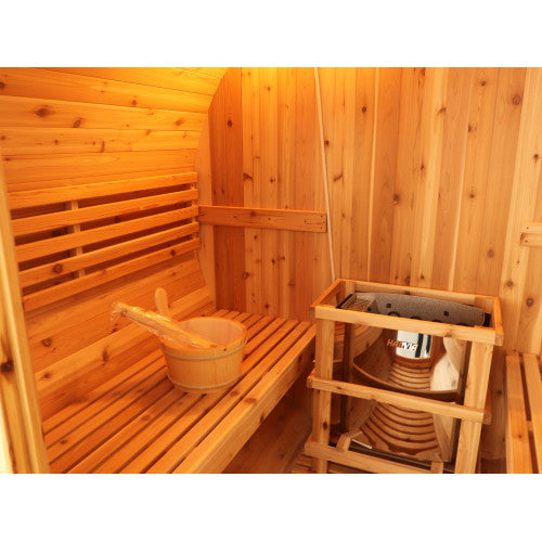 Sunray Sauna "Aurora" 2-4 Person Indoor / Outdoor Traditional Barrel Sauna with Heater