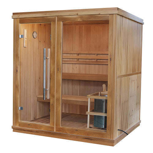 Sunray Sauna "Charleston" 4-Person Indoor Traditional Sauna with Heater and Double Bench