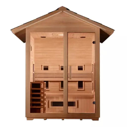 Golden Designs "Carinthia" 3-Person Full Spectrum EMF PureTech™ Outdoor Hybrid Sauna - Canadian Hemlock (GDI-8123-01)