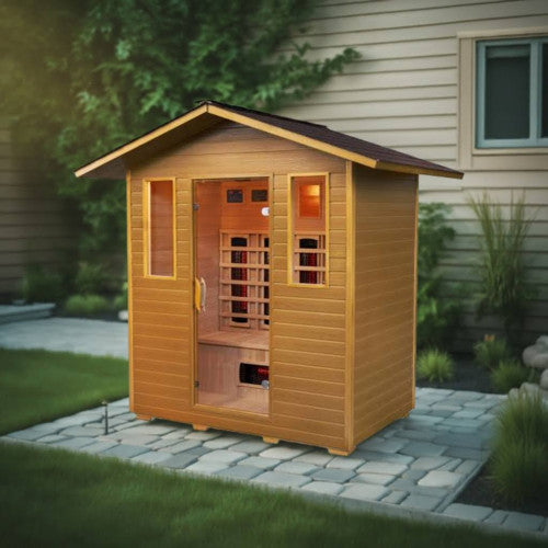 Sunray Sauna "Cayenne" 4-Person Outdoor Infrared Sauna with Shingled Roof