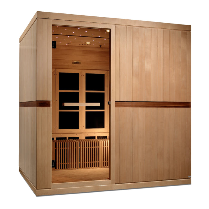 Golden Designs 2025 Model - "Catalonia" 8-Person PureTech™ Near Zero EMF FAR Infrared Indoor Sauna - Canadian Hemlock (GDI-6880-02)