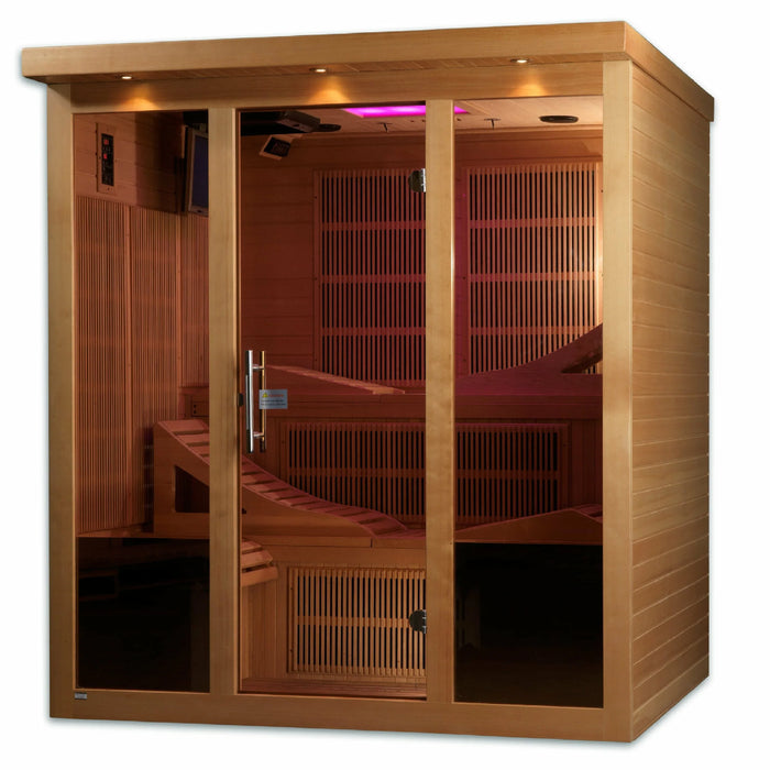 Golden Designs "Monaco" 6-person PureTech™ Near Zero EMF FAR Infrared Sauna - Canadian Hemlock (GDI-6996-01)