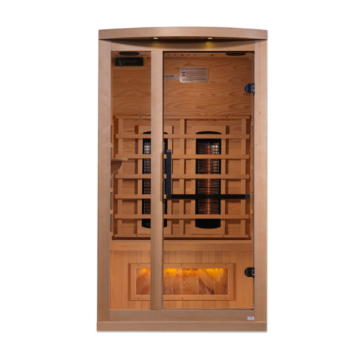 Golden Designs "Reserve Edition" 2-Person Full Spectrum PureTech™ Near Zero EMF FAR Infrared Sauna with Himalayan Salt Bar (GDI-8010-02)