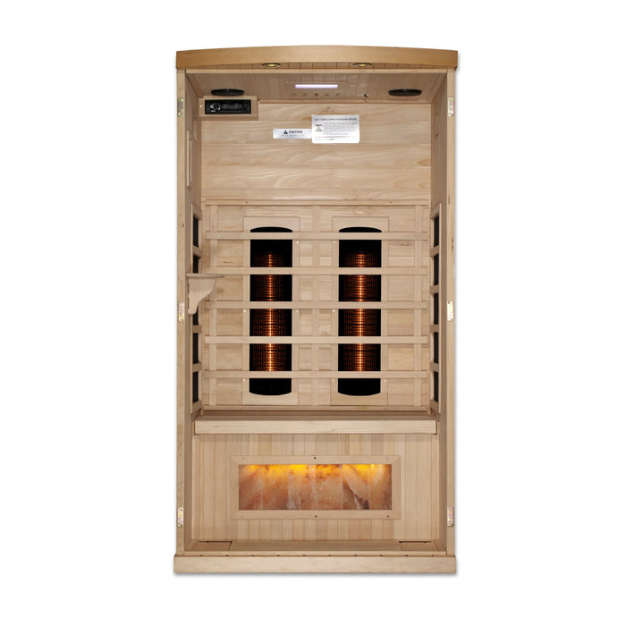 Golden Designs "Reserve Edition" 2-Person Full Spectrum PureTech™ Near Zero EMF FAR Infrared Sauna with Himalayan Salt Bar (GDI-8010-02)