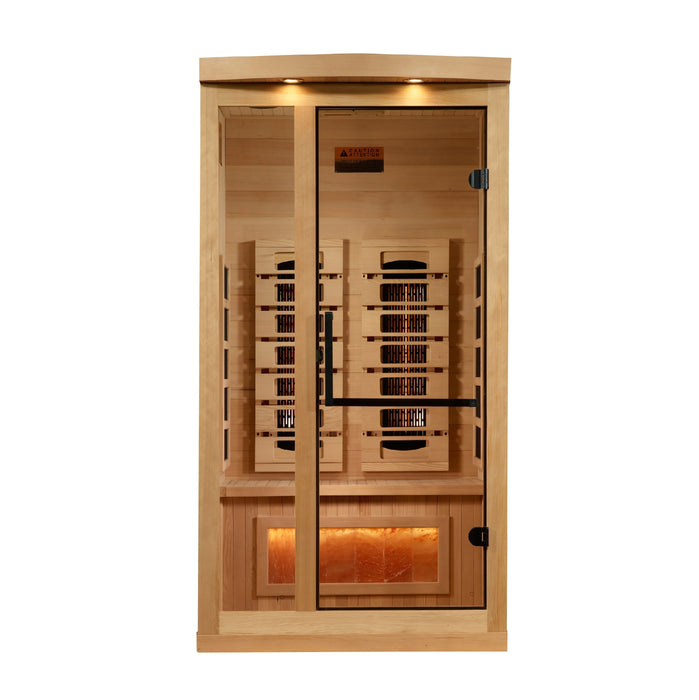 Golden Designs 2025 Model - "Reserve Edition" 1-2- Person Near Zero EMF FAR Full Spectrum Infrared Indoor Sauna with Himalayan Salt Bar (GDI-8010-03)