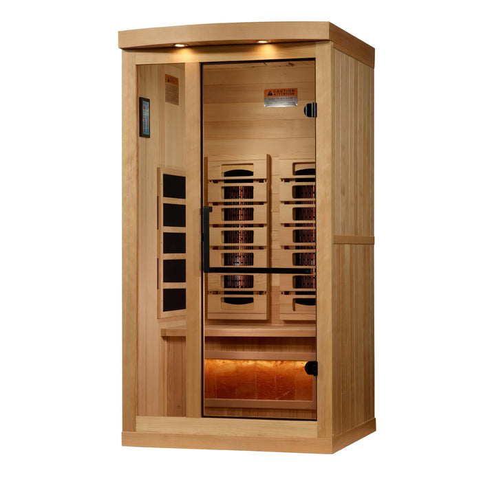 Golden Designs 2025 Model - "Reserve Edition" 1-2- Person Near Zero EMF FAR Full Spectrum Infrared Indoor Sauna with Himalayan Salt Bar (GDI-8010-03)