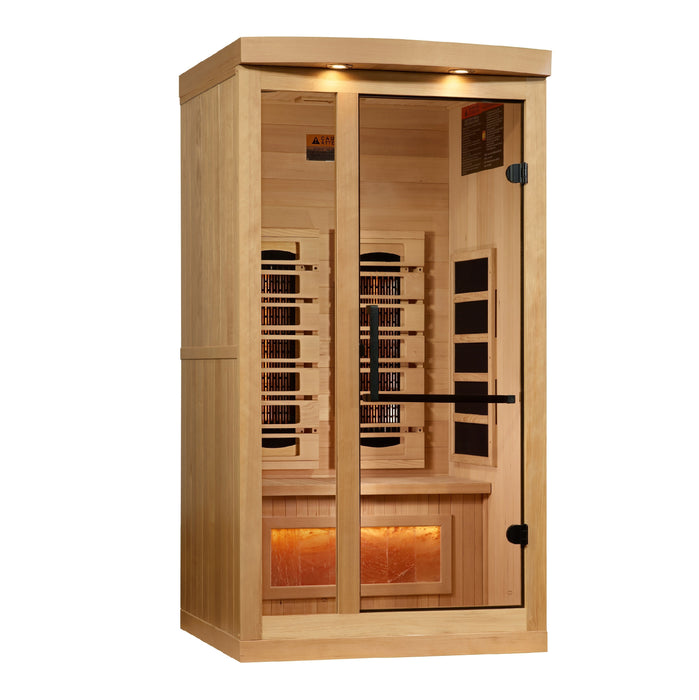 Golden Designs 2025 Model - "Reserve Edition" 1-2- Person Near Zero EMF FAR Full Spectrum Infrared Indoor Sauna with Himalayan Salt Bar (GDI-8010-03)