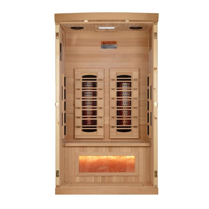 Golden Designs 2025 Model - "Reserve Edition" 1-2- Person Near Zero EMF FAR Full Spectrum Infrared Indoor Sauna with Himalayan Salt Bar (GDI-8010-03)