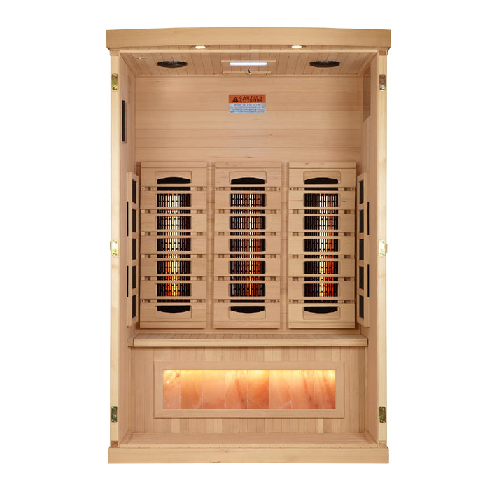 Golden Designs 2025 Model - "Reserve Edition" 2-Person Near Zero EMF Full Spectrum Infrared Indoor Sauna with Himalayan Salt Bar (GDI-8020-03)