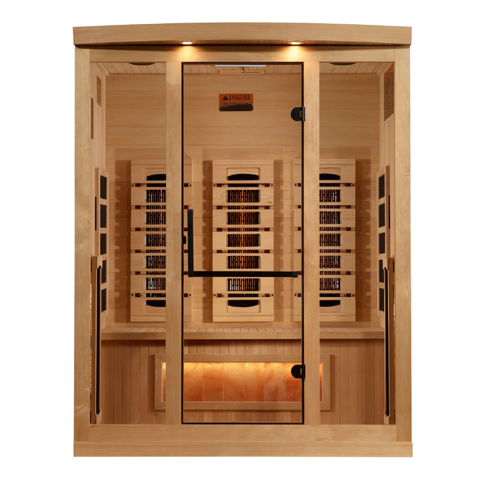 Golden Designs 2025 Model - "Reserve Edition" 3-Person Near Zero EMF FAR Full Spectrum Infrared Indoor Sauna with Himalayan Salt Bar (GDI-8030-03)