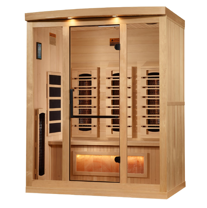 Golden Designs 2025 Model - "Reserve Edition" 3-Person Near Zero EMF FAR Full Spectrum Infrared Indoor Sauna with Himalayan Salt Bar (GDI-8030-03)