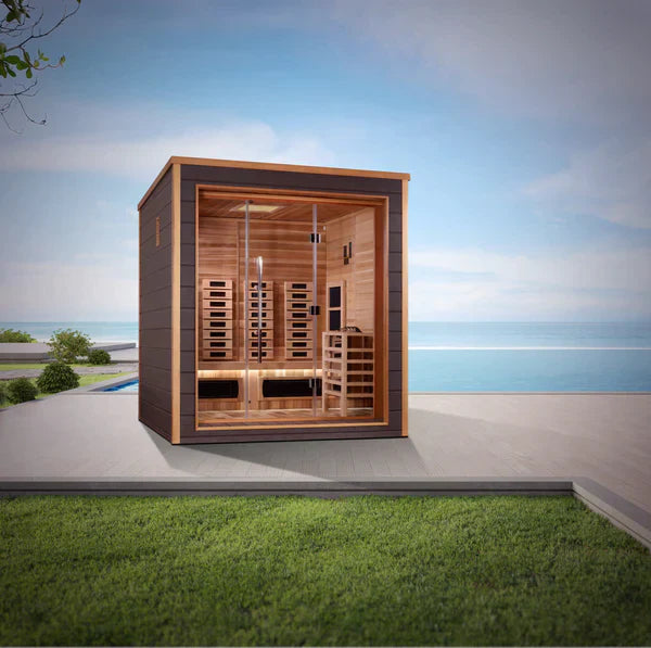 Golden Designs "Visby" 3-Person Outdoor-Indoor PureTech™ Hybrid Full Spectrum EMF Sauna (GDI-8223-01)