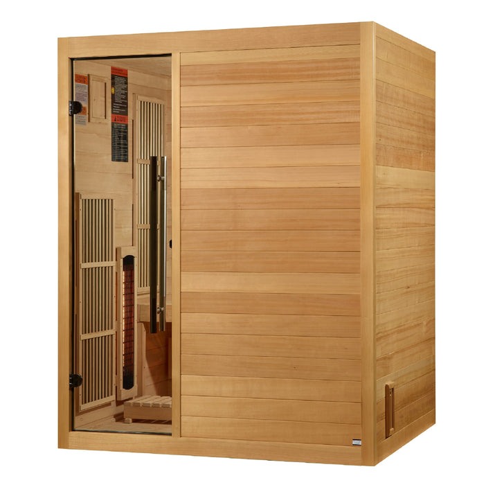 Golden Designs 2025 Model - "Soria" 3-Person Near Zero Full Spectrum EMF Hybrid Indoor Sauna with Harvia Traditional Stove (GDI-8330-01)