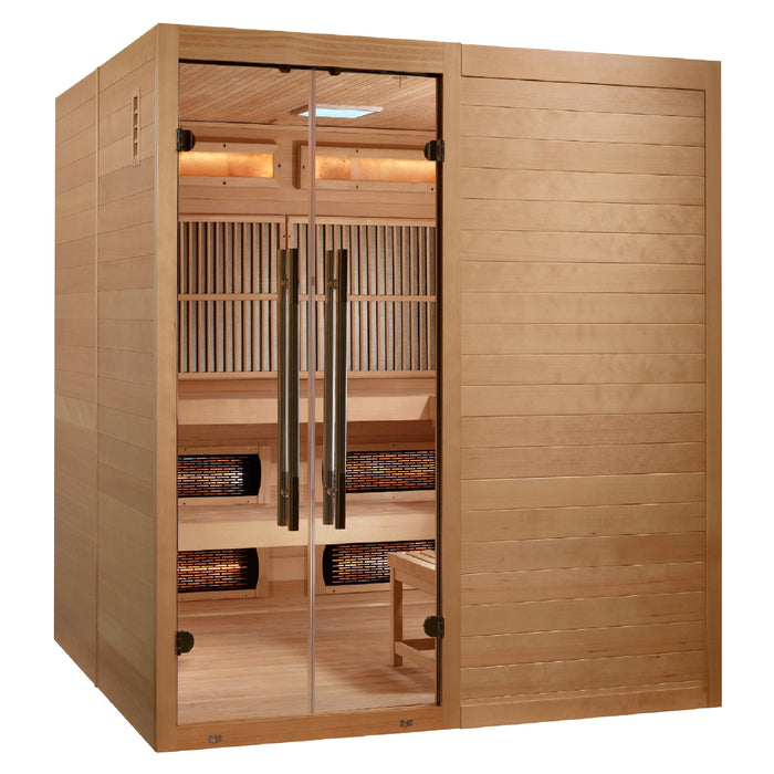 Golden Designs 2025 Model - "Toledo" 6-Person Near Zero Full Spectrum EMF Hybrid Indoor Sauna with Harvia Traditional Stove (GDI-8360-01)