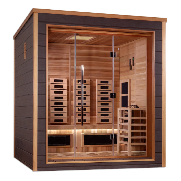 Golden Designs "Visby" 3-Person Outdoor-Indoor PureTech™ Hybrid Full Spectrum EMF Sauna (GDI-8223-01)