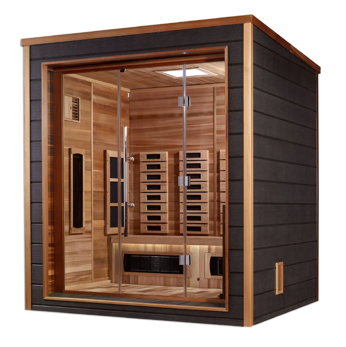 Golden Designs "Visby" 3-Person Outdoor-Indoor PureTech™ Hybrid Full Spectrum EMF Sauna (GDI-8223-01)