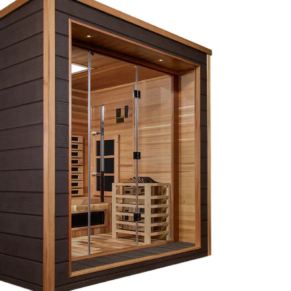 Golden Designs "Visby" 3-Person Outdoor-Indoor PureTech™ Hybrid Full Spectrum EMF Sauna (GDI-8223-01)