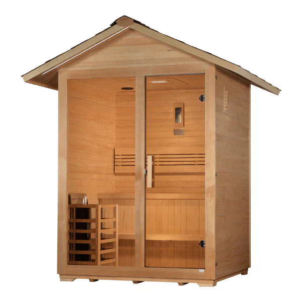 Golden Designs "Arlberg" 3-Person Traditional Outdoor Sauna - Canadian Hemlock (GDI‐8103‐01)