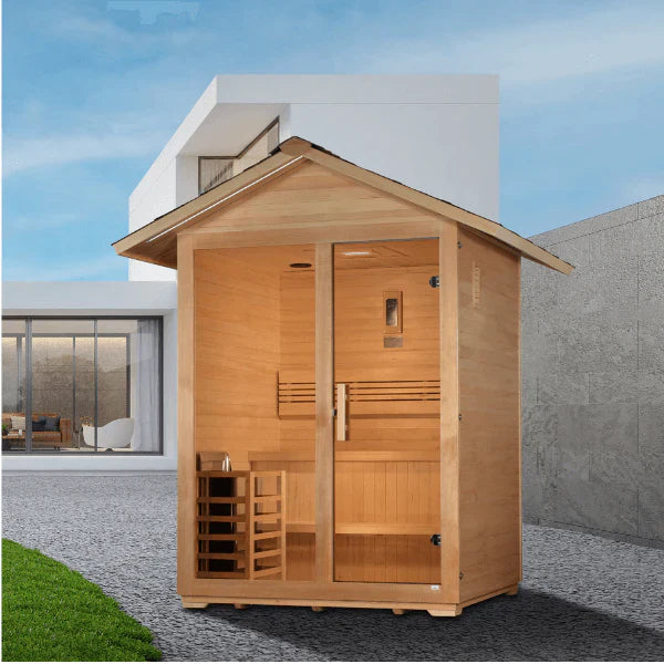 Golden Designs "Arlberg" 3-Person Traditional Outdoor Sauna - Canadian Hemlock (GDI‐8103‐01)