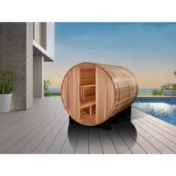 Golden Designs "Arosa" 4-Person Outdoor Barrel Traditional Sauna (GDI-B004-01)