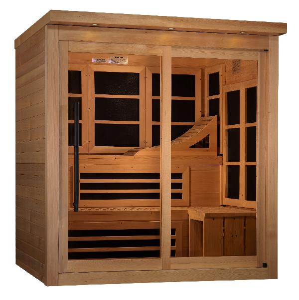 Golden Designs 2024 Model " Monaco" 6-person Indoor PureTech™ Near Zero EMF FAR Infrared Sauna - Canadian Hemlock (GDI-6996-02)