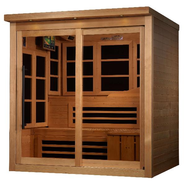 Golden Designs 2024 Model " Monaco" 6-person Indoor PureTech™ Near Zero EMF FAR Infrared Sauna - Canadian Hemlock (GDI-6996-02)