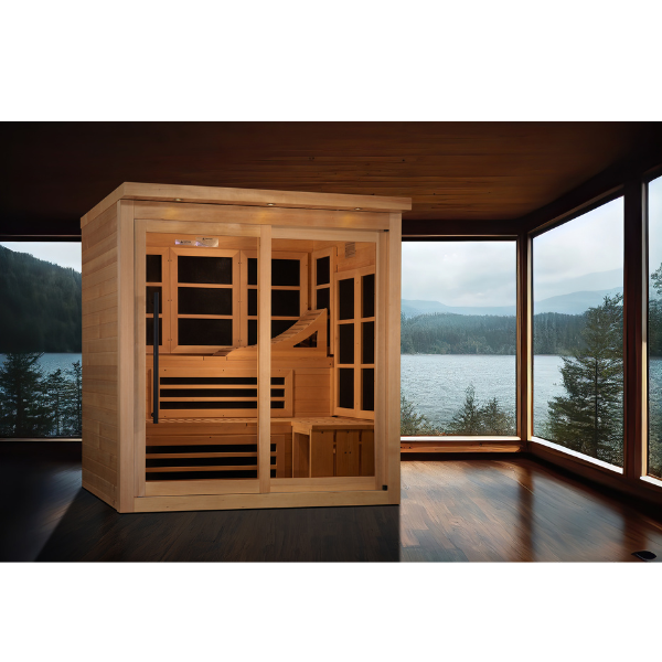 Golden Designs 2024 Model " Monaco" 6-person Indoor PureTech™ Near Zero EMF FAR Infrared Sauna - Canadian Hemlock (GDI-6996-02)