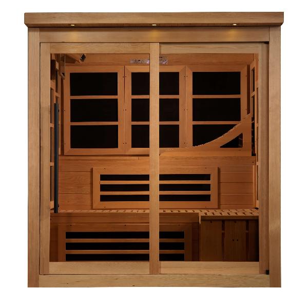 Golden Designs 2024 Model " Monaco" 6-person Indoor PureTech™ Near Zero EMF FAR Infrared Sauna - Canadian Hemlock (GDI-6996-02)