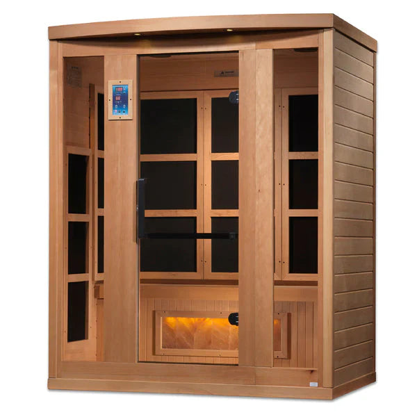 Golden Designs "Hotel Edition" 3-Person Full Spectrum EMF PureTech™ Near Zero EMF FAR Infrared Sauna with Himalayan Salt Bar (GDI-8030-H3)