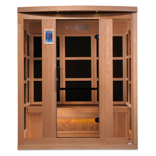 Golden Designs "Hotel Edition" 3-Person Full Spectrum EMF PureTech™ Near Zero EMF FAR Infrared Sauna with Himalayan Salt Bar (GDI-8030-H3)