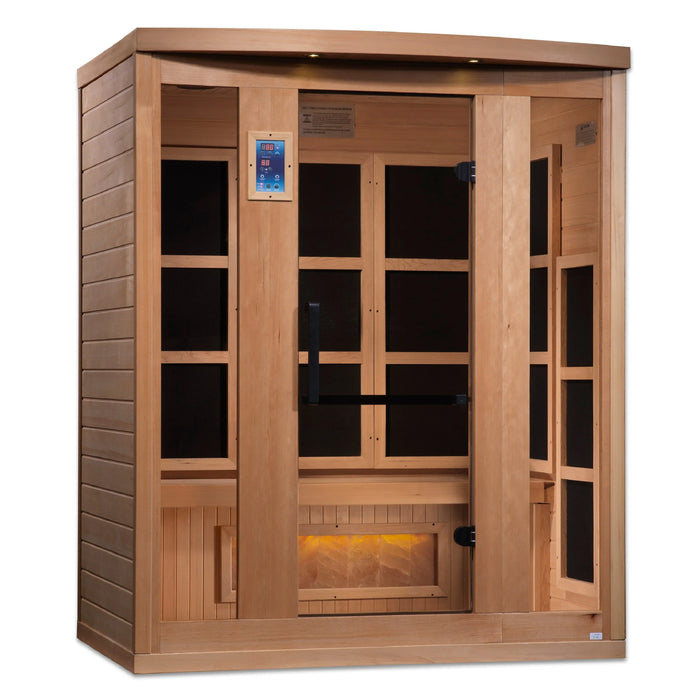 Golden Designs "Hotel Edition" 3-Person Full Spectrum EMF PureTech™ Near Zero EMF FAR Infrared Sauna with Himalayan Salt Bar (GDI-8030-H3)