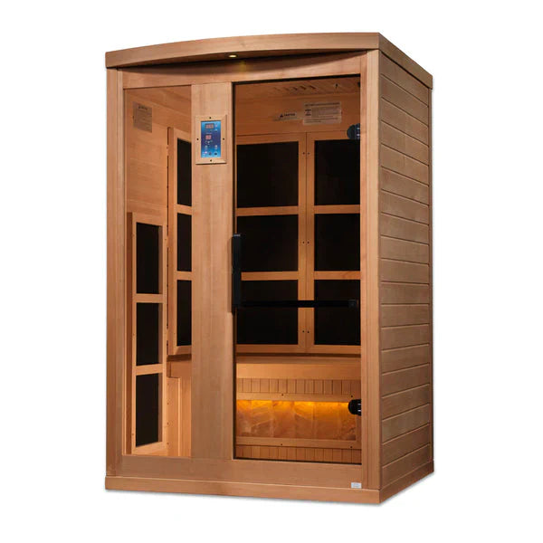 Golden Designs "Hotel Edition" 2-Person Full Spectrum EMF PureTech™ Near Zero EMF FAR Infrared Sauna with Himalayan Salt Bar (GDI-8020-H2)