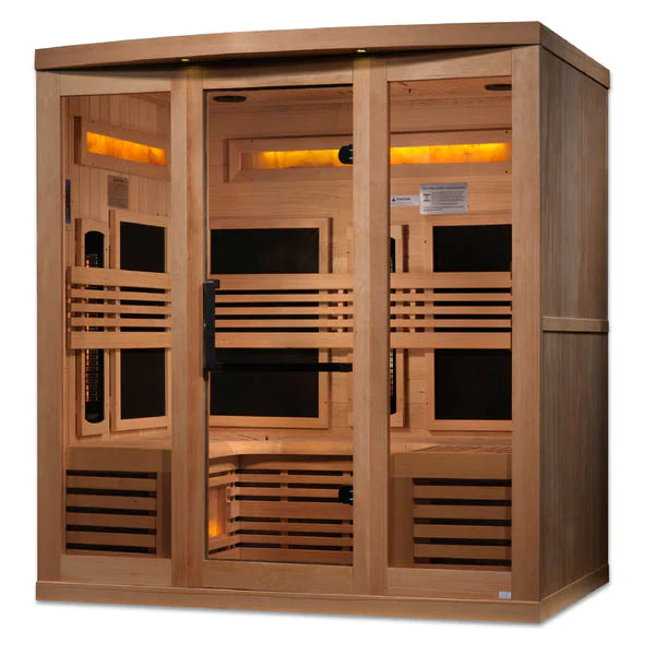 Golden Designs 2023 Model - "Reserve Edition" 6-Person Full Spectrum EMF PureTech™ Near Zero EMF FAR Infrared Sauna with Himalayan Salt Bar (GDI-8260-01)