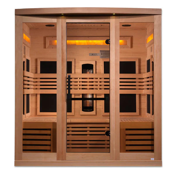 Golden Designs 2023 Model - "Reserve Edition" 6-Person Full Spectrum EMF PureTech™ Near Zero EMF FAR Infrared Sauna with Himalayan Salt Bar (GDI-8260-01)