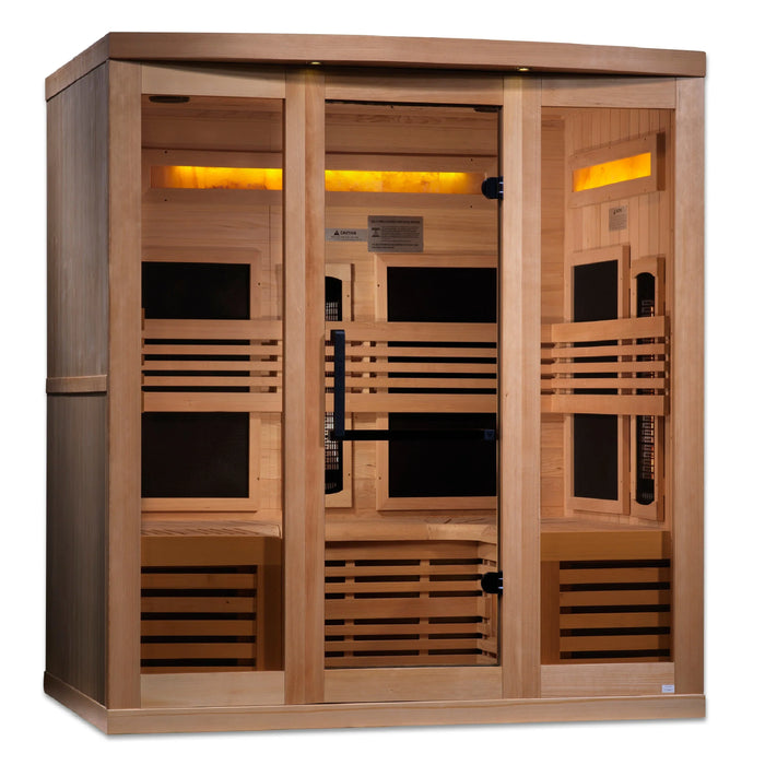 Golden Designs 2023 Model - "Reserve Edition" 6-Person Full Spectrum EMF PureTech™ Near Zero EMF FAR Infrared Sauna with Himalayan Salt Bar (GDI-8260-01)