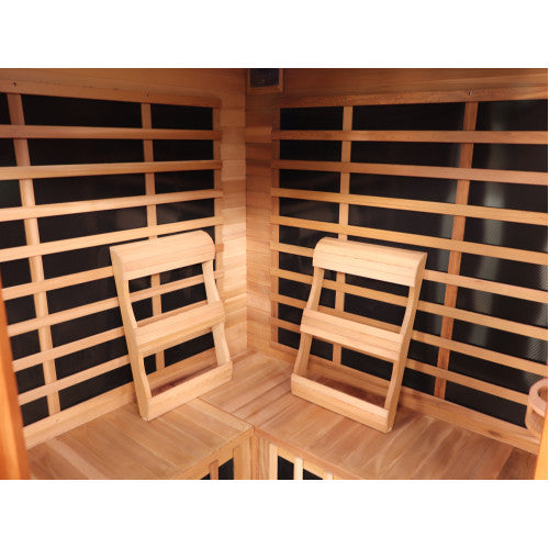 Sunray Sauna "Bristol Bay" 4-Person Indoor Corner Infrared Sauna - Red Cedar Wood