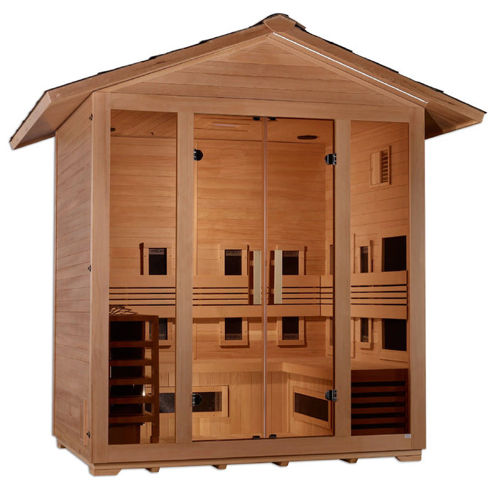 Golden Designs "Gargellen" 5-Person Full Spectrum EMF PureTech™ Outdoor Hybrid Sauna - Canadian Hemlock (GDI-8125-01)