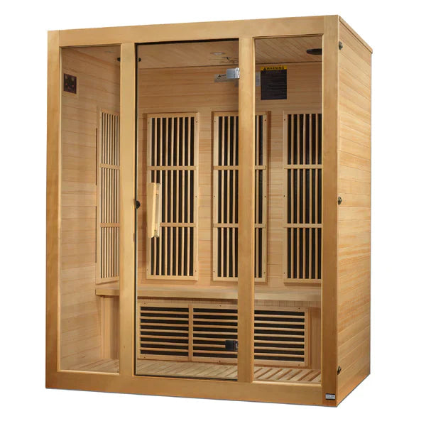 Maxxus Sauna "Bellevue" 3-Person Low EMF FAR Infrared Indoor Sauna - Canadian Hemlock (MX-J306-01)