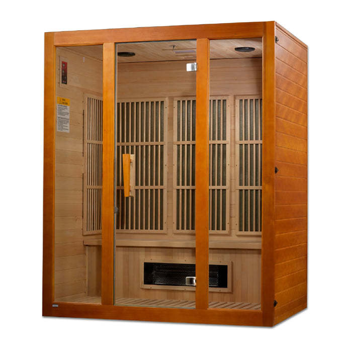 Maxxus Sauna "Alpine" Dual Tech 3-Person Low EMF FAR Infrared Indoor Sauna - Canadian Hemlock (MX-J306-02S)