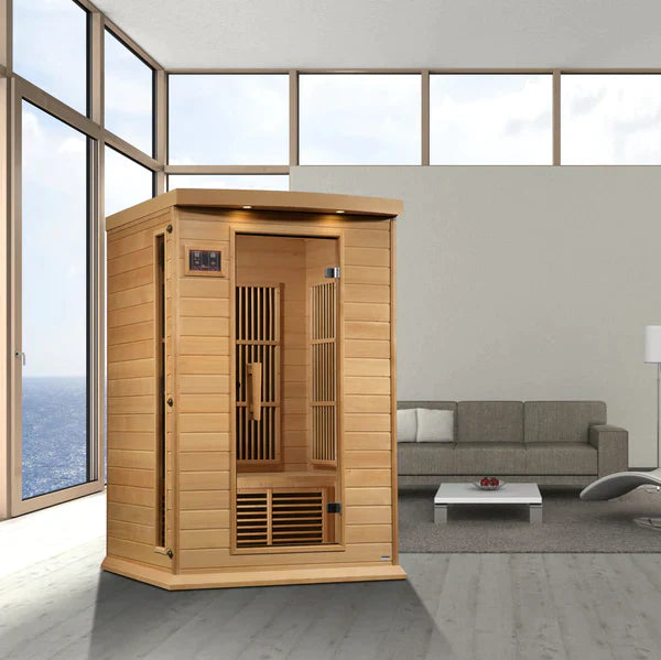 Maxxus Sauna 2-Person Near Zero EMF FAR Infrared Indoor Sauna - Canadian Hemlock (MX-K206-01-ZF)