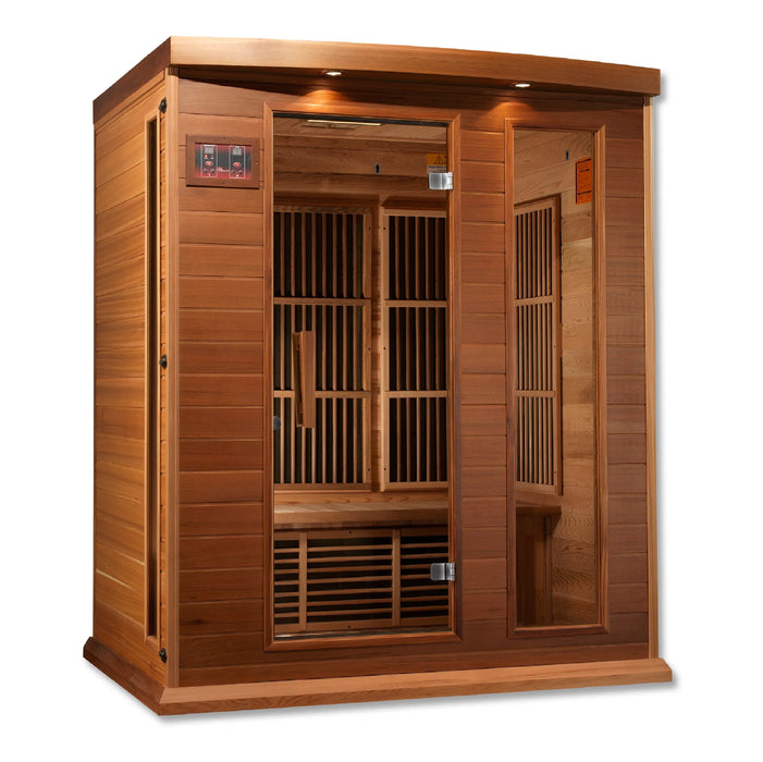 Maxxus Sauna 3-Person Low EMF FAR Infrared Indoor Sauna - Canadian Red Cedar (MX-K306-01 CED)