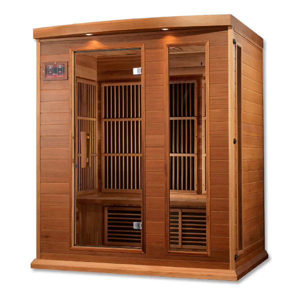 Maxxus Sauna "Montilemar" 3-Person Near Zero EMF FAR Infrared Indoor Sauna- Canadian Red Cedar (MX-K306-01-ZF CED)