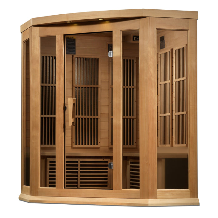 Maxxus Sauna 3-Person Corner Near Zero EMF FAR Infrared Indoor Sauna - Canadian Hemlock (MX-K356-01-ZF)