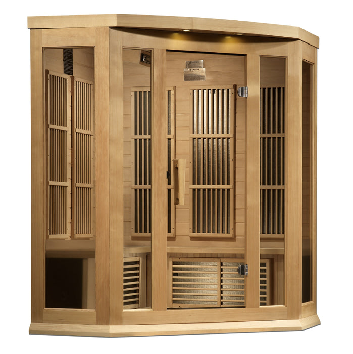 Maxxus Sauna 3-Person Corner Near Zero EMF FAR Infrared Indoor Sauna - Canadian Hemlock (MX-K356-01-ZF)