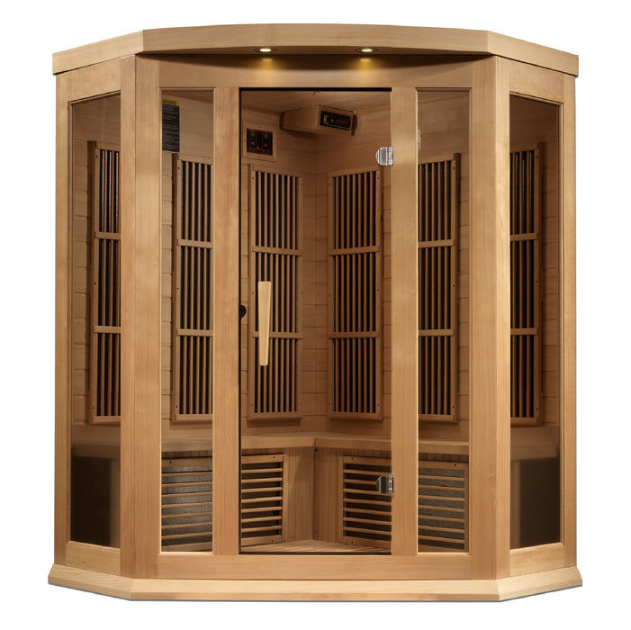 Maxxus Sauna 3-Person Corner Near Zero EMF FAR Infrared Indoor Sauna - Canadian Hemlock (MX-K356-01-ZF)