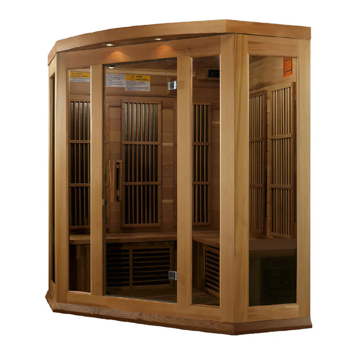 Maxxus Sauna 3-Person Corner Low EMF FAR Infrared Indoor Sauna - Canadian Red Cedar (MX-K356-01 CED)